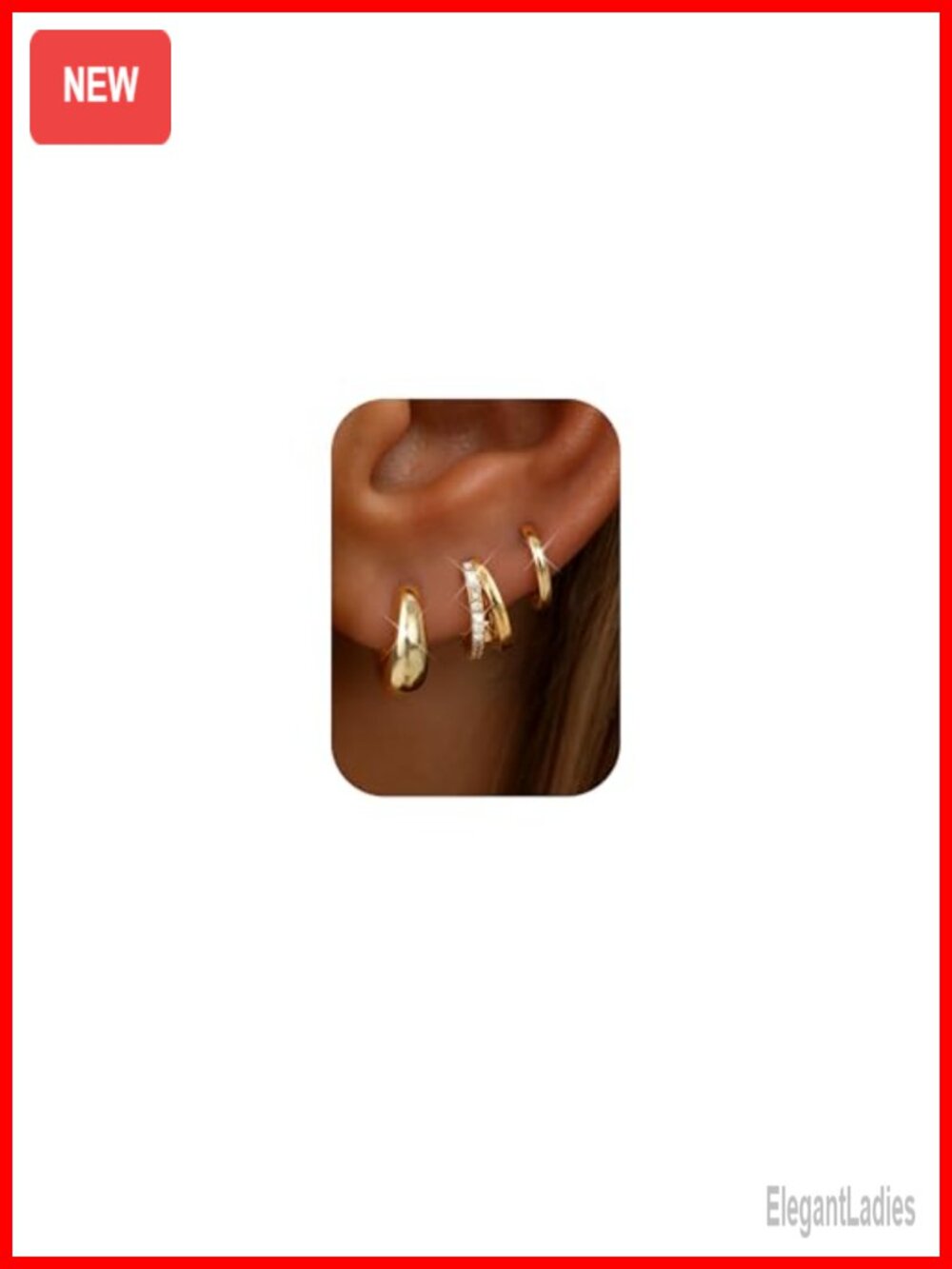 14K Gold Plated Small Huggie Hoop Earrings Set Hypoallergenic 3 Pairs